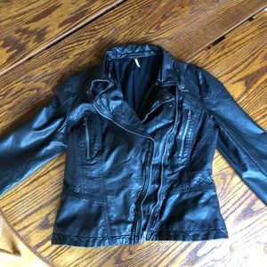 Black Leather Free People Jacket